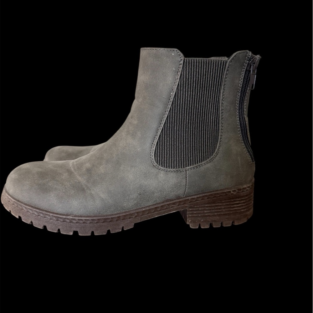 Maurices Gray Suede Chelsea Ankle Boots with Back Zipper